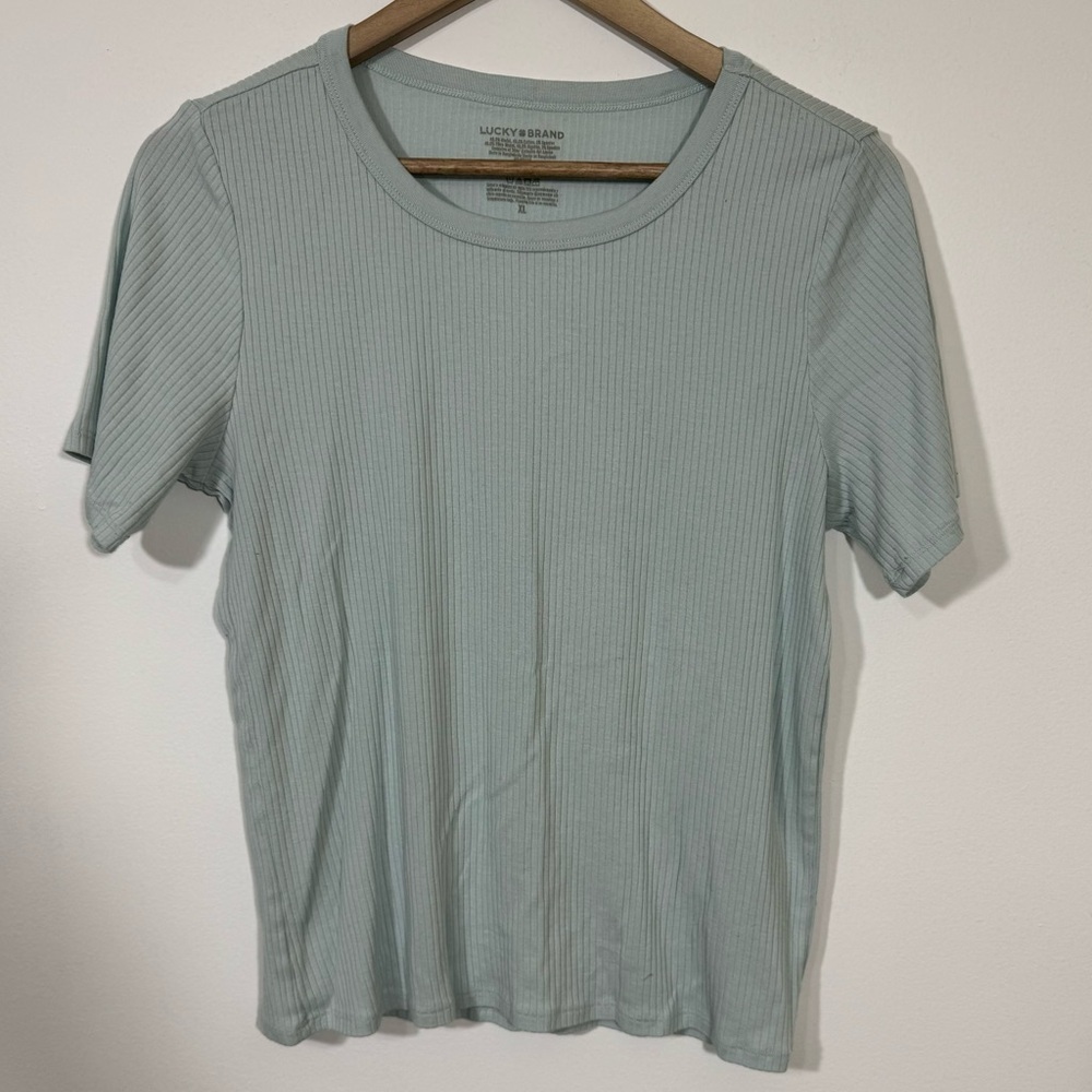 Lucky Brand Ribbed Modal Cotton Crew Tee Fitted T-shirt size XL